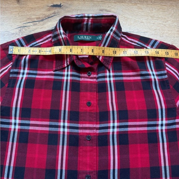 Lauren Ralph Lauren womens Red Plaid Flannel shirt Sz S price firm! - Picture 3 of 9